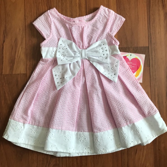 Youngland Toddler Girls Seersucker Bow Dress Size 2T - Picture 1 of 6